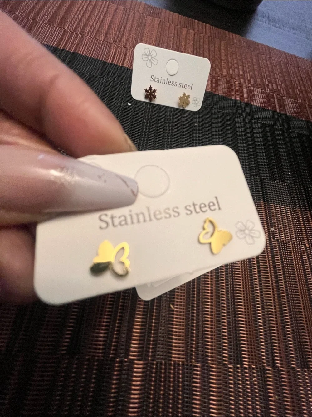 Gold Tone Stainless Steel Stud Earring Set - 4 Pairs